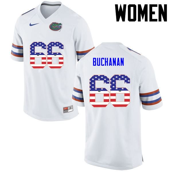 Women's NCAA Florida Gators Nick Buchanan #66 Stitched Authentic USA Flag Fashion Nike White College Football Jersey SUA4765FG